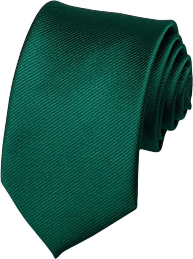 Fako Fashion - Brede Stropdas - Gestreept - Ribstructuur - 100% Zijde - Effen - 8cm - 145cm - Donkergroen