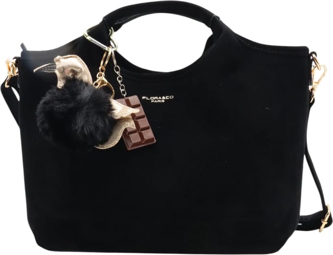 Flora&Co - Handtas - Suede look - magneetsluiting - zwart
