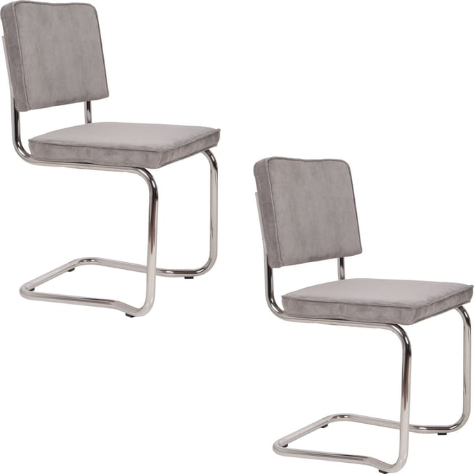 Zuiver Ridge Kink Rib Eetkamerstoelen Lichtgrijs - Set van 2