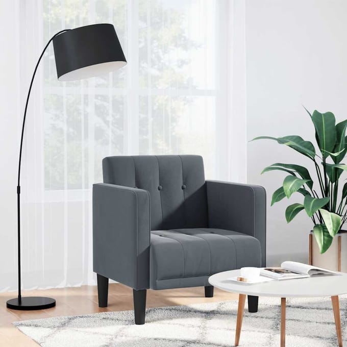 vidaXL - Fauteuil - met - armleuningen - Donkergrijs - 53 - cm - Fluweel