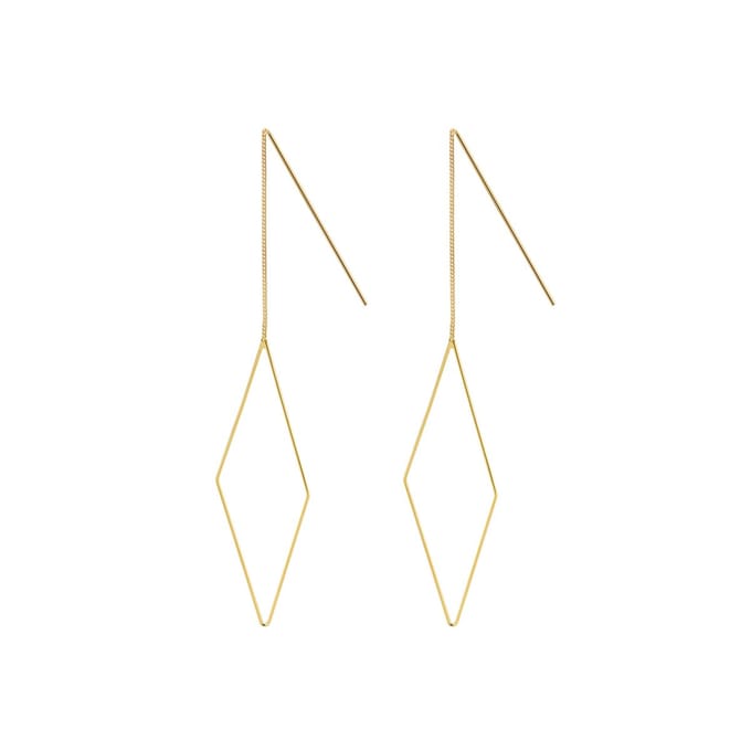 Goud Plated Hang oorbellen Met Lang Ruit