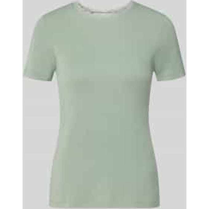 Slim fit t-shirt van viscosemix met kant