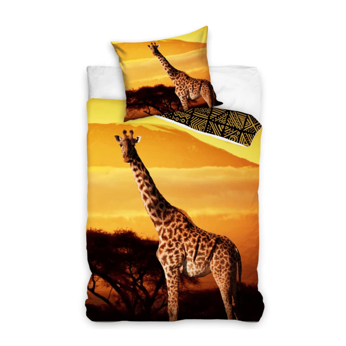 DREAMEE Dekbedovertrek Wild Giraffe - Eenpersoons - 140x200 cm - Sunset Orange