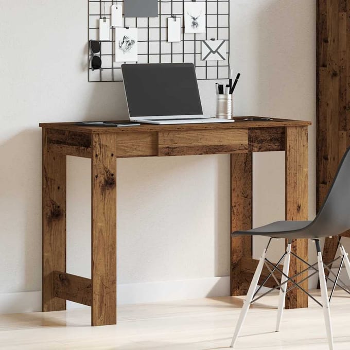vidaXL - Bureau - 100x45x75 - cm - bewerkt - hout - oud - houtkleurig