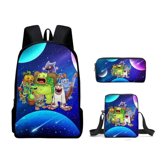 Singing Monsters Schooltas Rugzak Lunchtas Etui Set Cadeau voor Kinderen Studenten