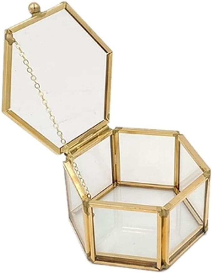 Glazen Opbergdoos - Sieradenhouder - Desktop Decoratie - Geometrisch Design - Niet Gespecificeerd - Transparant