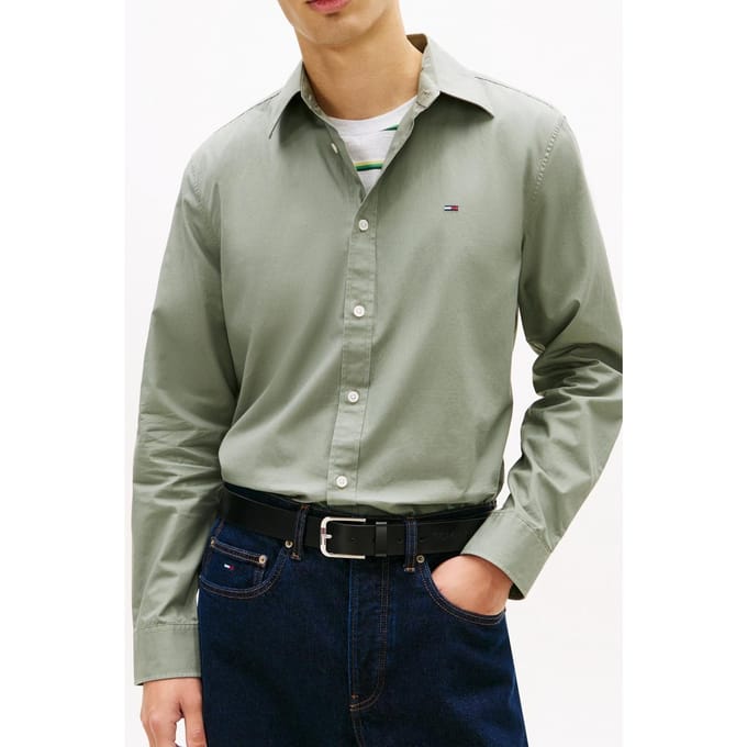 Tommy Hilfiger Regular Poplin Shirt Utility Sage Größe: XL | Casual hemden Outlet | Herren | Grün