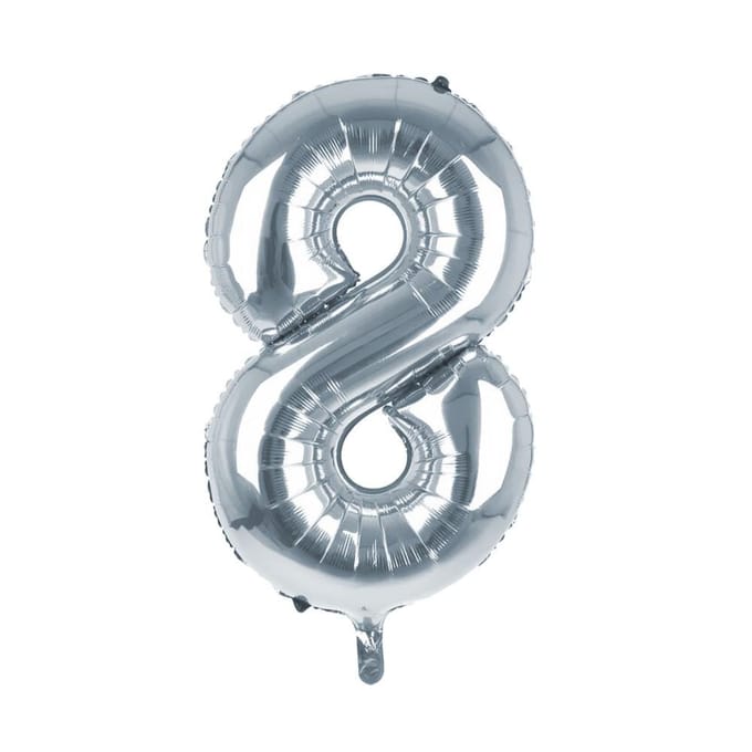 Cijfer Ballon '8'  Zilver (100CM)