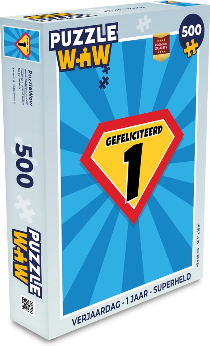 Puzzel Verjaardag - 1 Jaar - Superheld - Legpuzzel - Puzzel 500 stukjes