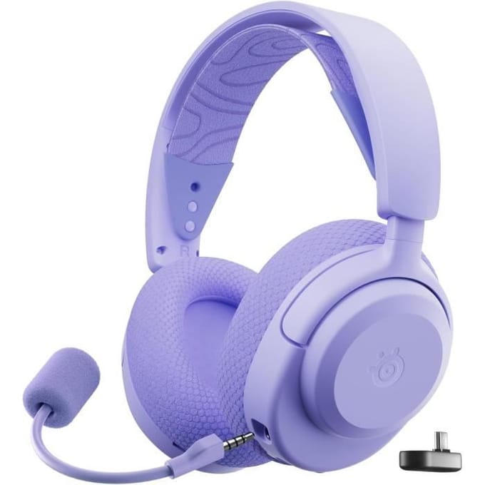 SteelSeries Arctis Nova 3P Wireless — Draadloze Gamingheadset — Lavendel — Mobile App Control — 40 uur accuduur — 2.4-GHz/Bluetooth — Afneembare microfoon — PS5, PS4, pc, Switch, mobiel