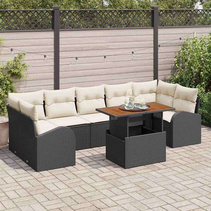 vidaXL - Tuinbank - Set - 8 - st - Zwart - en - crème