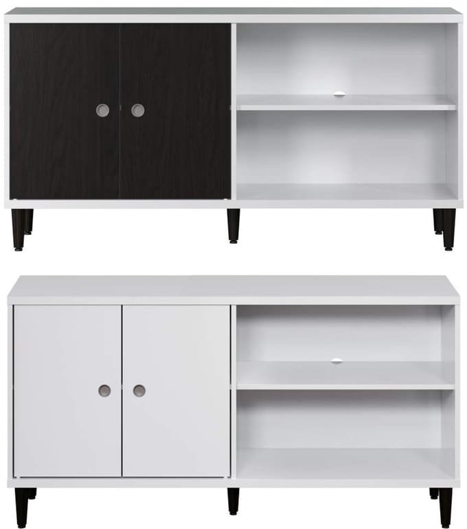 Evolution TV-meubel 2 deuren, 2 planken wit, zwart.
