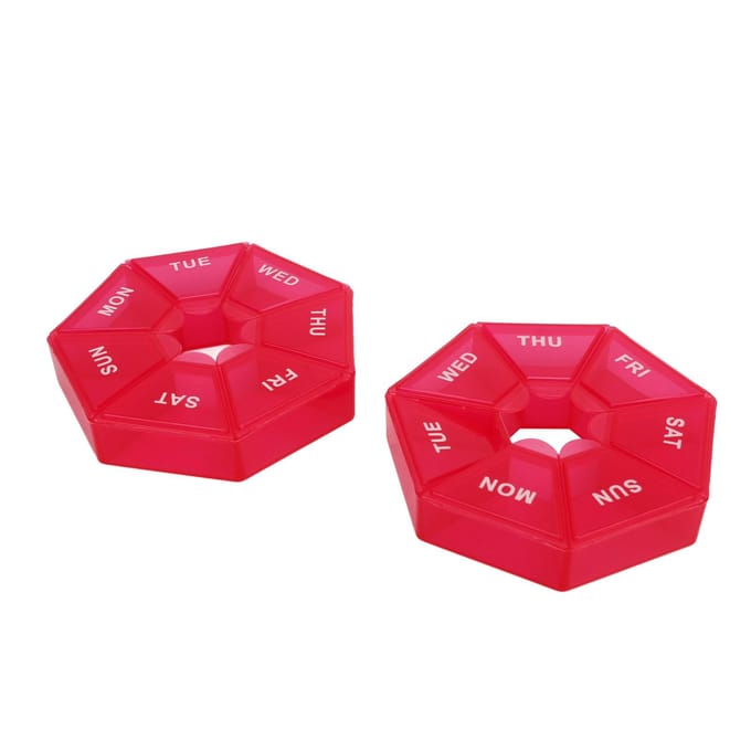 2 Stuks 2 Keer Per Dag Wekelijkse Medicijn Organizer Doos 7 Dagen Medicijn Organizer Kleine Container Houder red