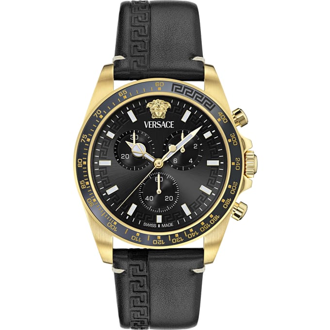 Versace Greca Chr Wave VE0H00225 Horloge - Leer - Zwart - Ø 43 mm