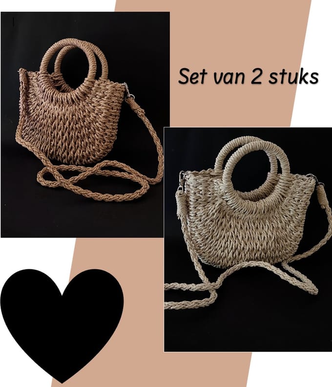 Afecto 1+1 - mini schoudertas- de nieuwe trend- 1+1 - gevlochten