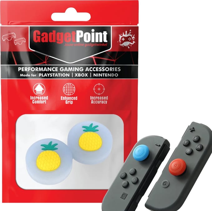 Gadgetpoint - Thumb Grips voor Nintendo Switch Joy-Con Controllers - Gaming Thumbgrips - Performance Anti-Slip Thumbsticks - Bescherming Accessoires - Fruit - Ananas grijs
