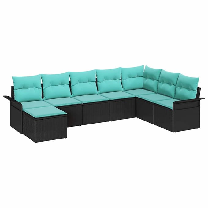 vidaXL - Tuinbank - Set - 8 - st - Zwart - Poly - rattan