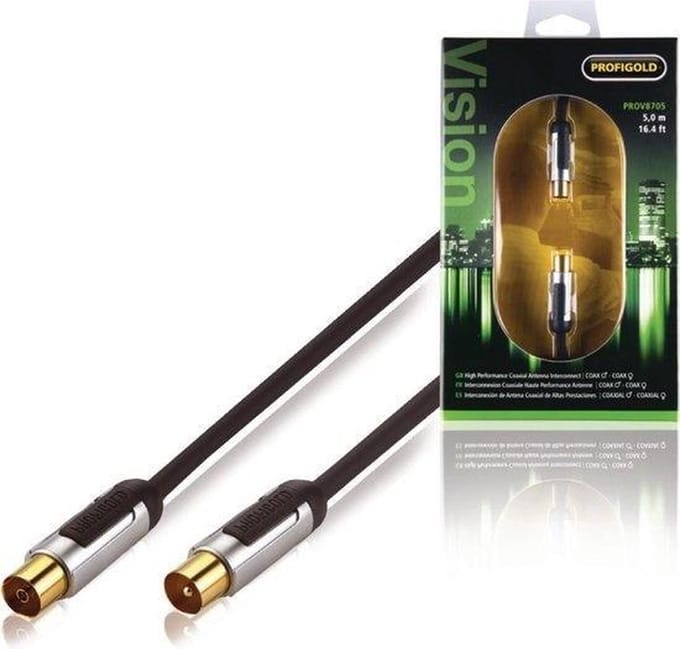 Profigold PROV8701 High Performance Coax Kabel - (male-female) zwart - 1  meter