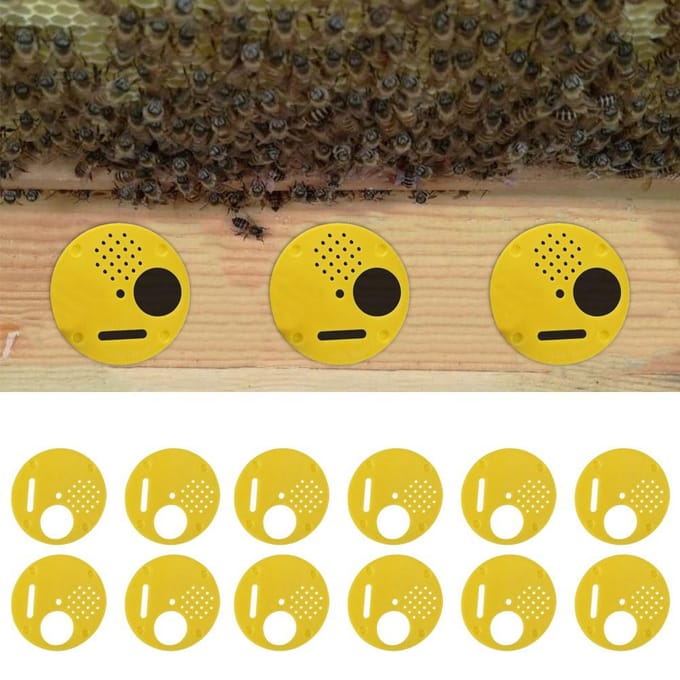 Set van 12 plastic bijenkorf- en nucbox-ingangspoorten, imkerbenodigdheden yellow