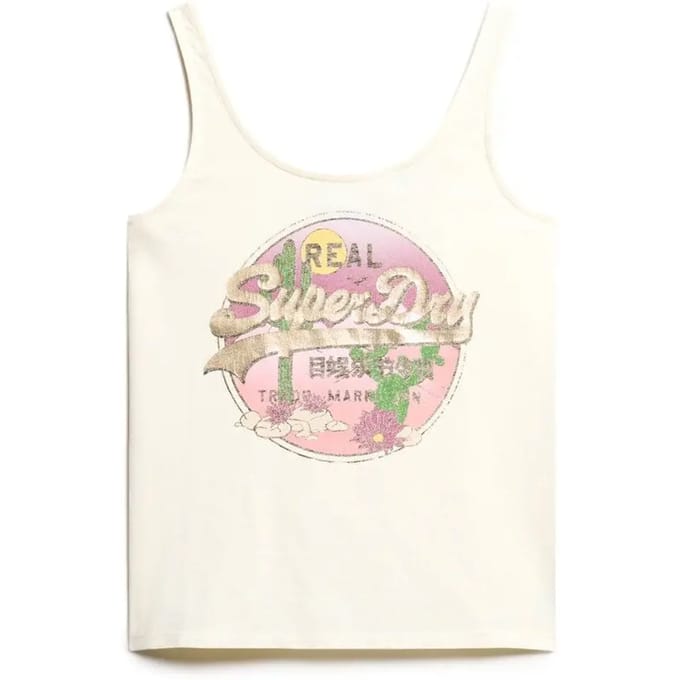 Superdry Vintage Logo Narrative Hemdtopje Wit Grootte: 40