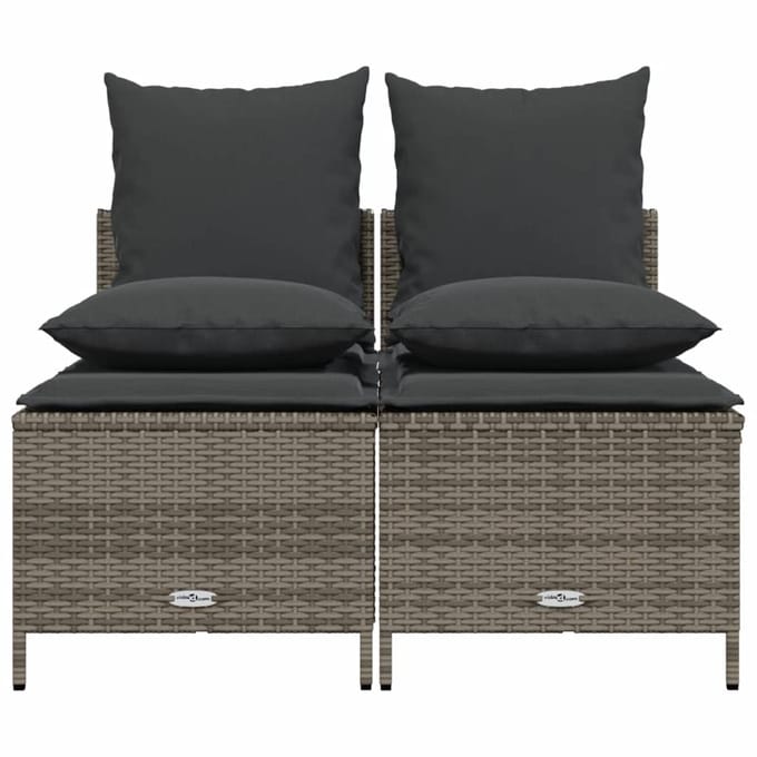 vidaXL - 4-delige - Loungeset - met - kussens - poly - rattan - grijs