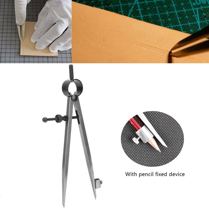 Compas à pointe sèche Traceur de ligne Compas à dessin Outil rotatif d'artisanat Compas de traçage(150mm)