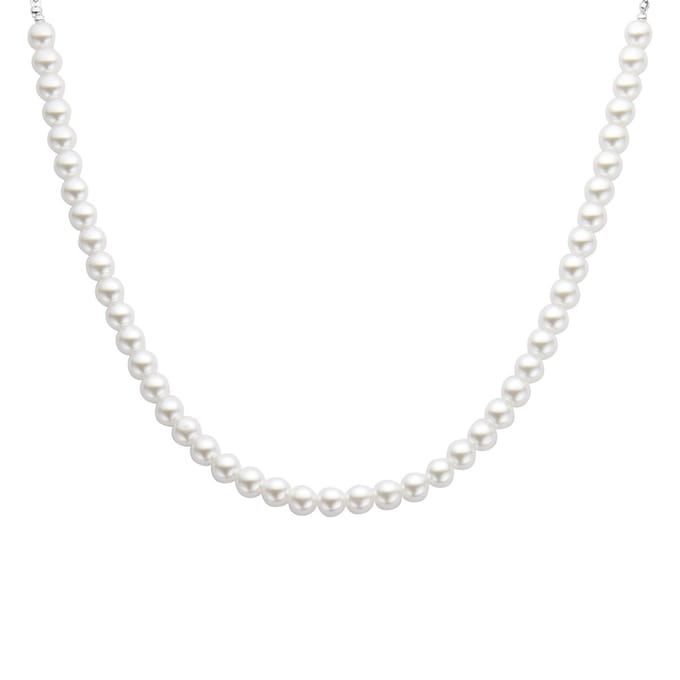 Biba Collier Parels Wit 8mm Zilver