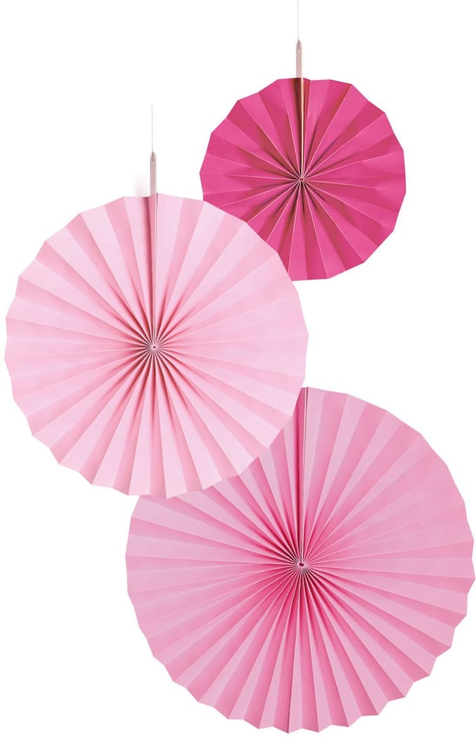 Amscan Waaiers 18/30/38 Cm Papier Roze 3 Stuks