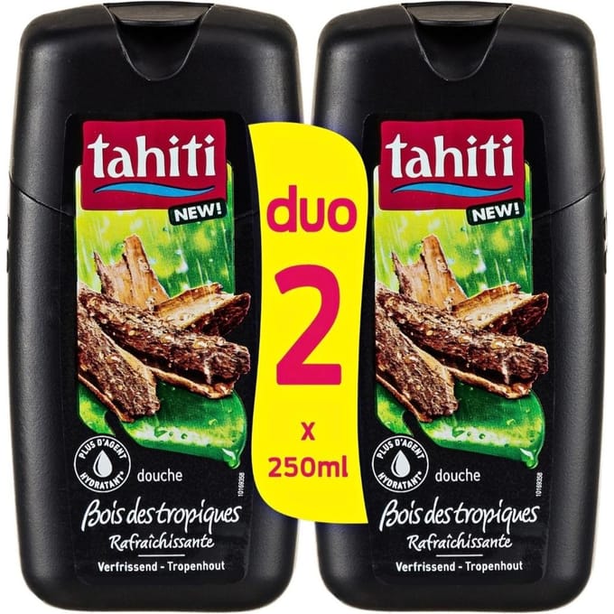 Tropisch hout douchegel 2x250ml - TAHITI (Verpakking van 6 stuks) 500 ml