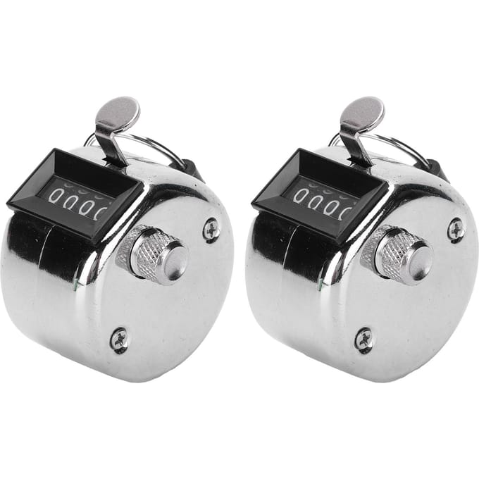 2 Stuks Hand Tally Handmatige Knop Teller Roestvrij Staal 09999 voor Werkplaats Inventaris gray
