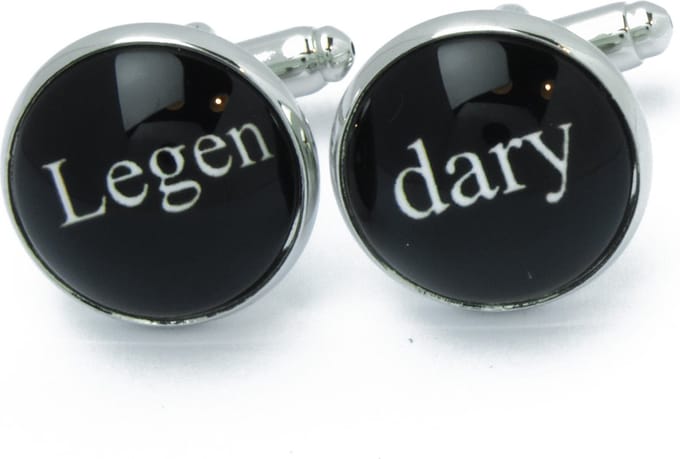 Manchetknopen - Tekst Legendary Legen Dary Zwart Wit