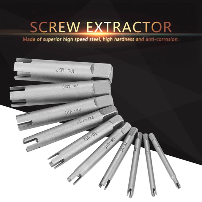 Staal Gebroken Kop Tappen Verwijderaar Gestripte Schroef Tap Uitdraaier?Set (#C) 6PCS gray