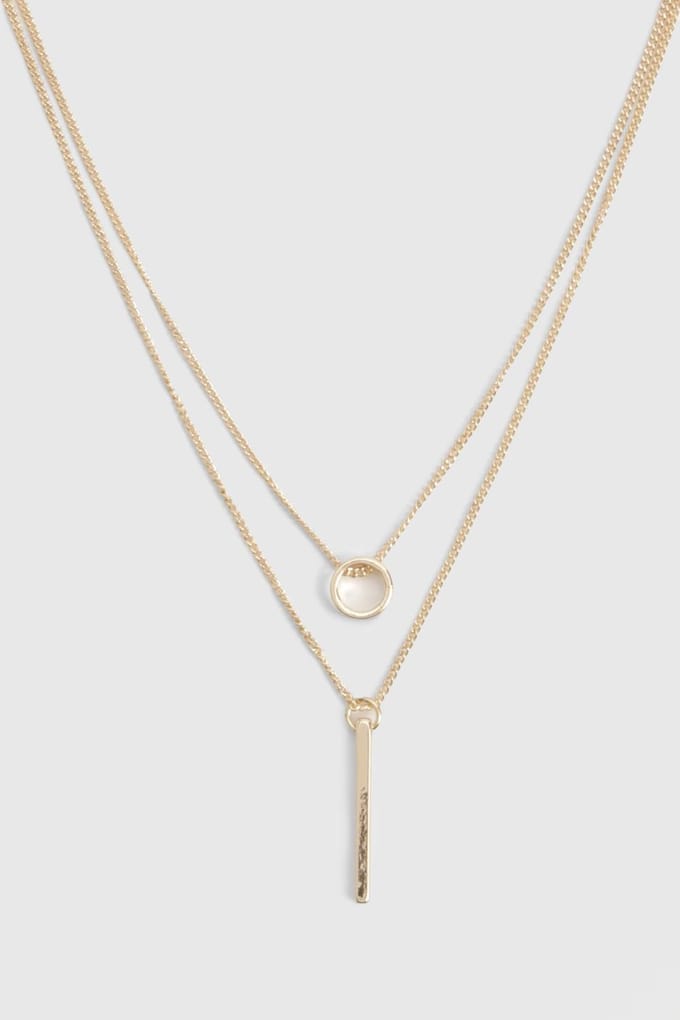 boohoo Dames Circle & Bar Eenvoudige Gelaagde Ketting | Gold