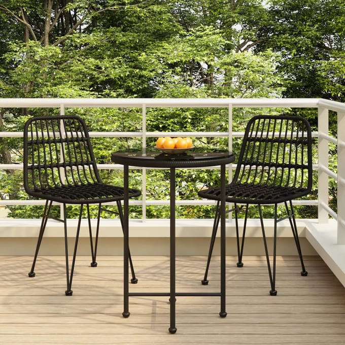 vidaXL - 3-delige - Tuinset - poly - rattan - zwart