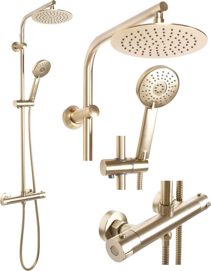 Rea Bliss Regendouche Geborsteld Goud 100cm