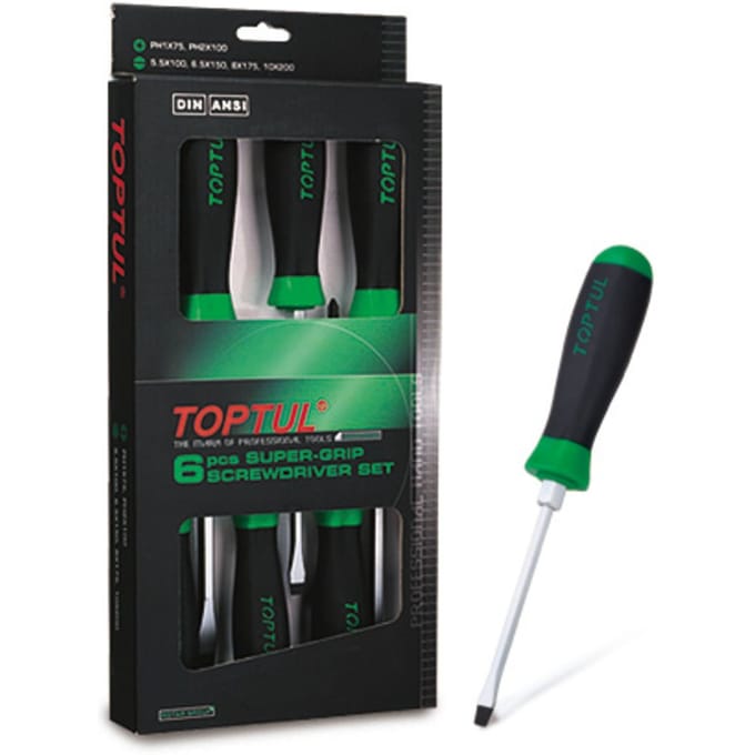 Spleet- en kruiskopschroevendraaierset TOPTUL 6 stuks