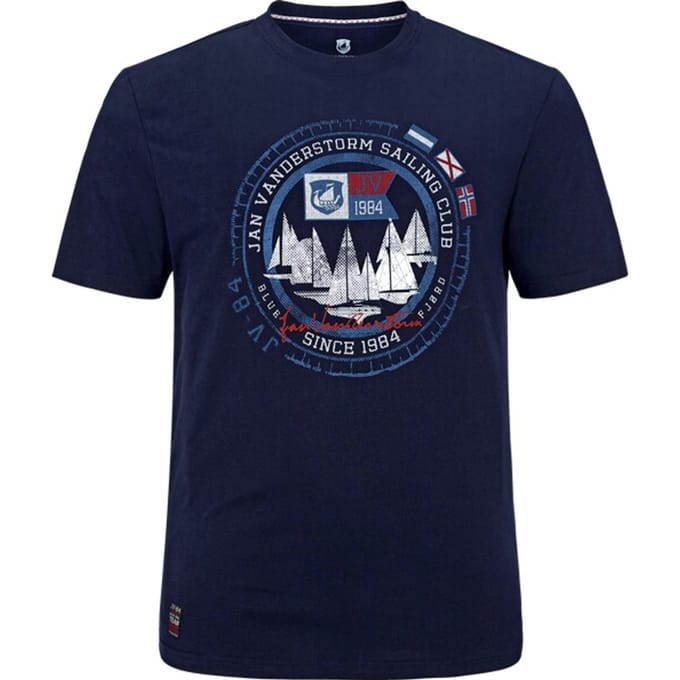 Jan Vanderstorm herren T-Shirt - 76/78 - donkerblauw - Plus Size
