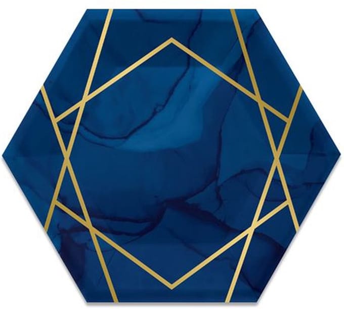 Witbaard Feestbordjes Navy & Gold 20 Cm Karton Blauw/goud 8 Stuks