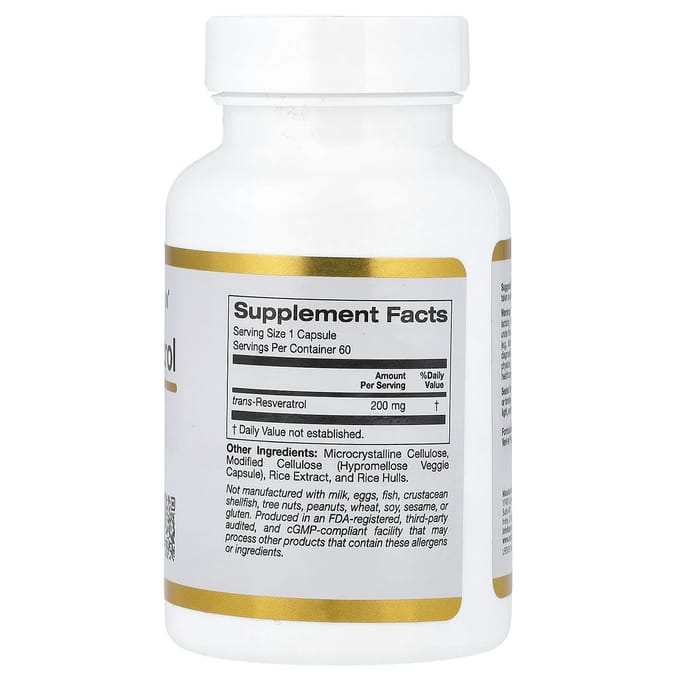 Trans-Resveratrol, Italiaanse Bron, 200 mg, 60 Veggie Capsules