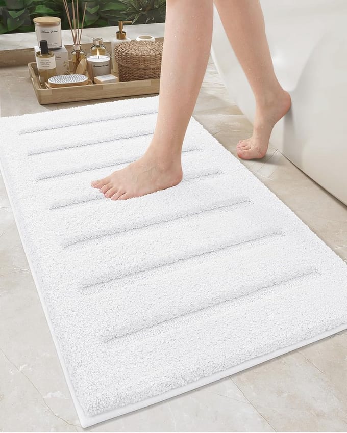 Antislip Badmat 61 x 92 cm - Wasbaar en Super Absorberend - Zacht, Wit Douchemat
