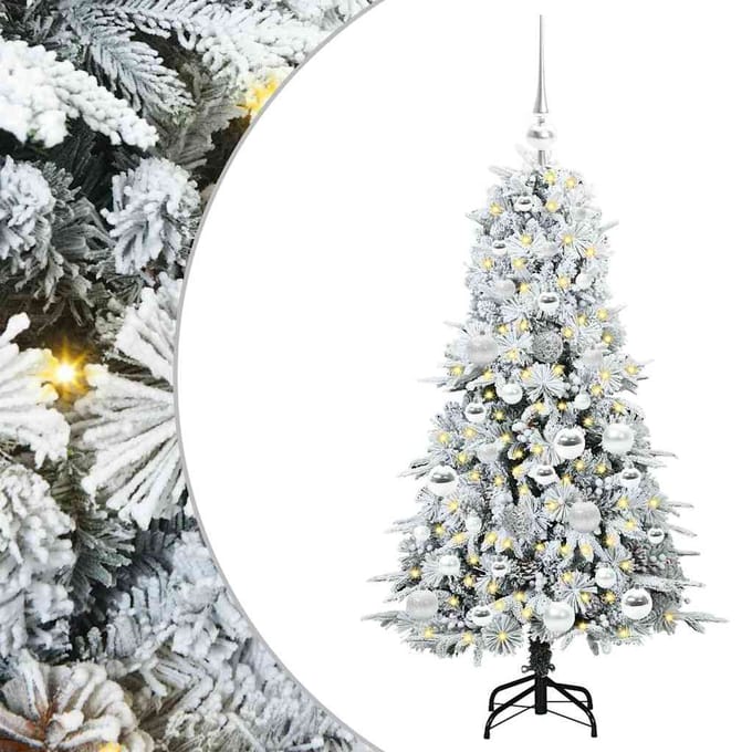 vidaXL - Kunstmatige - Hinged - Kerstboom - Wit - 120 - cm - PE - en - PVC