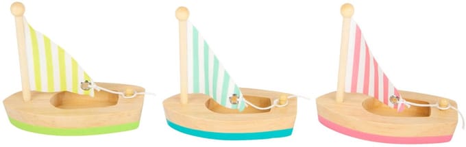 Small Foot - Badspeelgoed Houten Zeilboten, Set van 3
