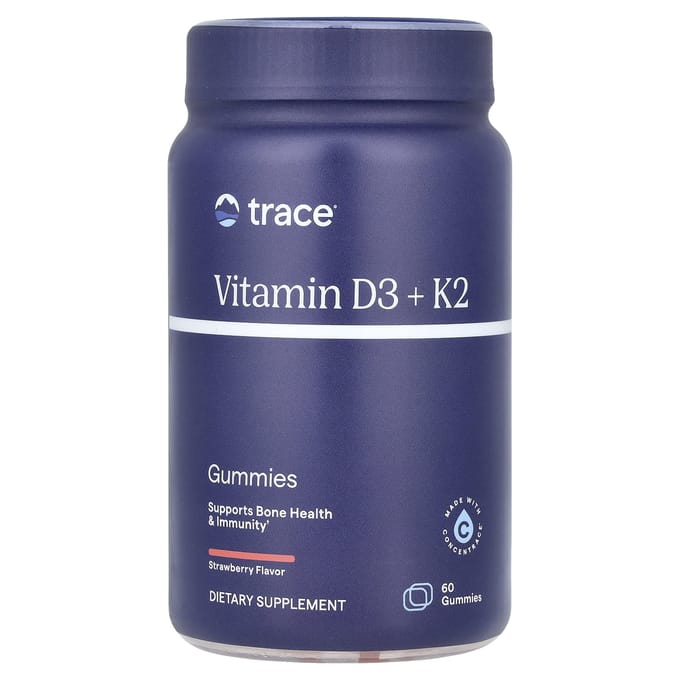 Gommes Vitamine D3 + K2, Saveur Fraise, 60 Gommes