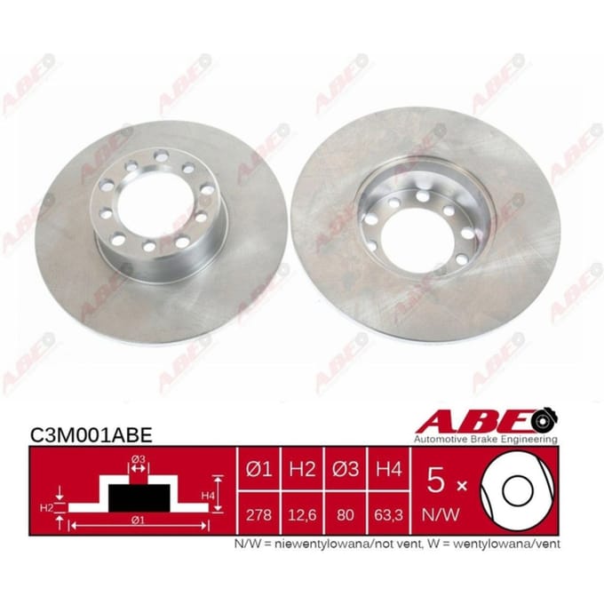 Remschijf ABE C3M001 voorkant, compleet, 1 Stuk