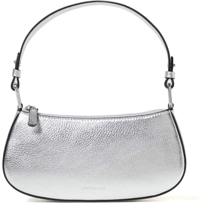 COCCINELLE Leren Schoudertas Avondtas Merveille Mini Bag Silver Zilverkleurig