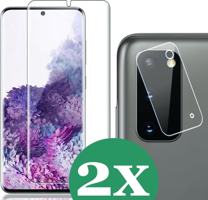 2x Screenprotector geschikt voor Samsung Galaxy S20 - 2x Camera Screen Protector