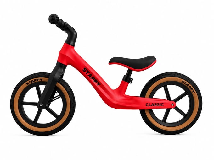 Stappy Classic Loopfiets Rood - 12 inch luchtbanden - vanaf 2 jaar - 3kg - verstelbare zadel