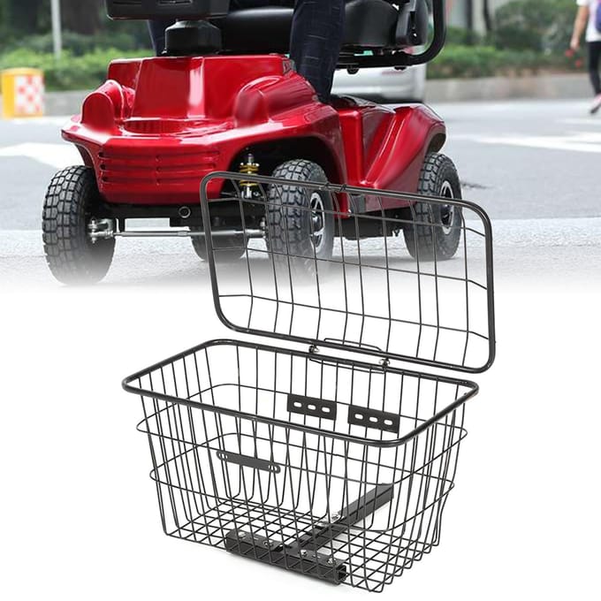 Scootmobiel Electrombiel Fiets Achteropbergmand IJzer Grote Draagbare Mand Buiten black