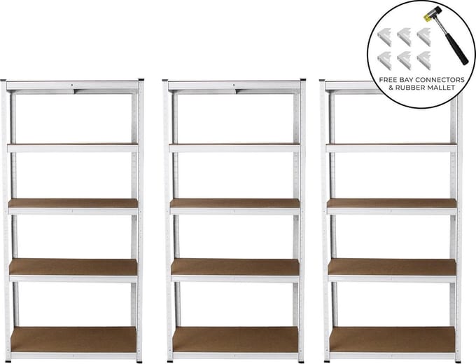 E-rax stellingkasten - wit - 90x40x180 cm - 3-delig met gratis hamer