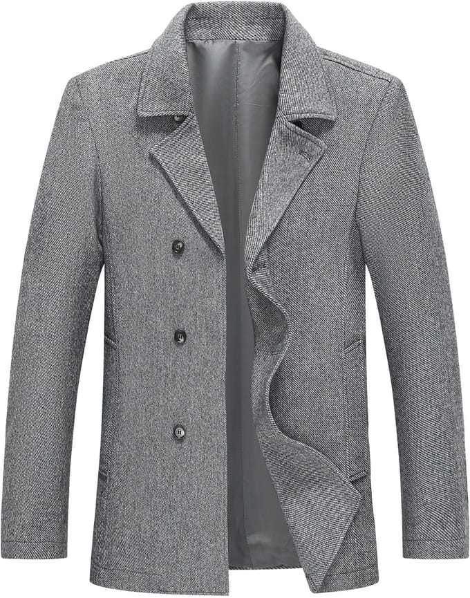 ALLTHEMEN Heren Wollen Dikke Coat - Slim Fit Overgangsjas - M